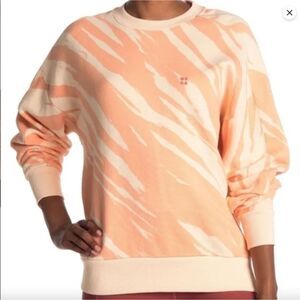 Womens Sweaty Betty Essential Crewneck Sweatshirt Nectarine Orange Tie Dye Sz S